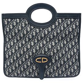 Pochette rabattable Dior Blue Oblique Canvas Bleu Bleu Marine