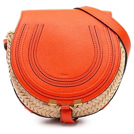 Chloé Beige Small Raffia Marcie Saddle Crossbody Outro