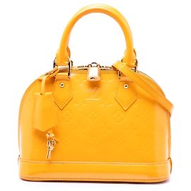 Louis Vuitton Yellow Monogram Vernis Alma BB Yellow Mustard