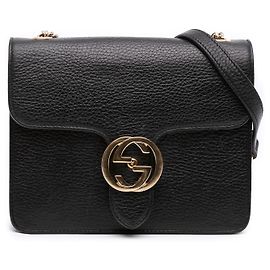 Gucci Sac crossbody Interlocking G en cuir de veau Dollar Small noir Noir
