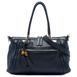 Bolsa Satchel Bella Gucci em couro de bezerro granulado preto Preto