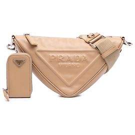 Prada Beige Grace Lux Triangle Crossbody Bege