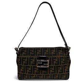 Bolsa de ombro Fendi em lona Zucca marrom Marrom