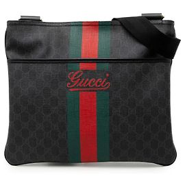 Borsa a tracolla Gucci Gray GG Supreme Web Marrone Grigio antracite