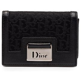 Autre Marque Dior Black Diorissimo Trotter Canvas Street Chic Small Wallet Black