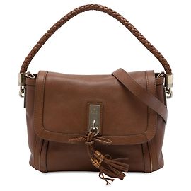 Bolsa Satchel Bella com aba em couro de bezerro marrom Gucci Marrom Castanho escuro