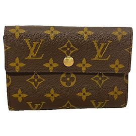 Carteira Tri-fold Monogram Louis Vuitton Portefeuille Alexandra Marrom