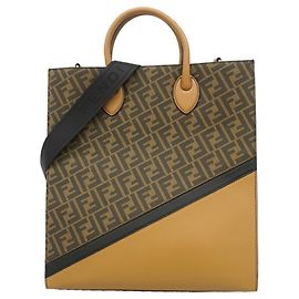 Fendi Zucca Leather Tote Bag in Brown Brown