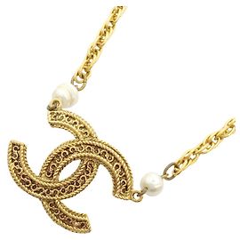 Collana Chanel placcata oro con perla sintetica D'oro