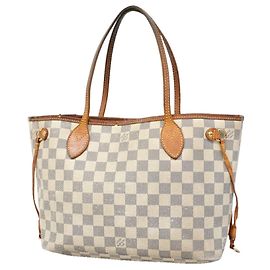 Bolso Tote Louis Vuitton Damier Azur Neverfull PM Blanco