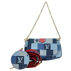 Bolsa Louis Vuitton Denim Monogram Multipochette Accessoires Vermelho Azul