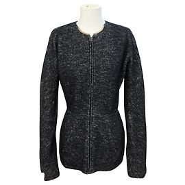 NEW LANVIN ZIPPED JACKET 2011 COLLECTION S 36 IN GREY TWEED GREY JACKET Grey