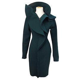 LANVIN LONG COAT 10TH ANNIVERSARY 2012 ELBAZ COLLECTION S 36 WOOL COAT Green