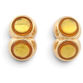 ORECCHINI VINTAGE YVES SAINT LAURENT PIETRE CABOCHON GIALLE SOVRAPPOSTE D'oro
