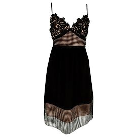 Robe midi Theory avec bordure en dentelle en triacétate noir Noir