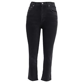 Jeans Agolde High-Rise Kick Flare Cropped in cotone nero Nero