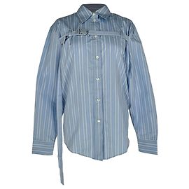 Off White Camicia a righe con fibbia Off-White in cotone blu Blu
