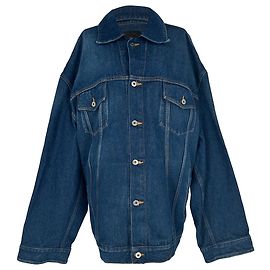 Off White Off-White Oversized Denimjacke mit Pfeil-Patches aus blauer Baumwolle Blau