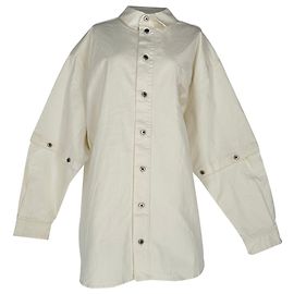 Off White Off-White 90s Oversized Convertible Denimhemd aus weißer Baumwolle Weiß Roh