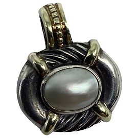 Pingente de Pérola em Dois Tons David Yurman em Prata de Lei e Ouro Amarelo 14k Prata Metálico
