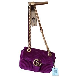 Sac à épaule Gucci Velours Violet Matelassé Cœur Violet