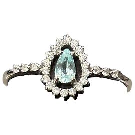 Autre Marque 18k White Gold Paraiba Tourmaline and Diamond Ring - AIG Certified White Turquoise