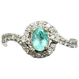 Autre Marque 18k White Gold Neon Paraiba Tourmaline and Diamond Ring - AIG Certified White Blue Green Turquoise