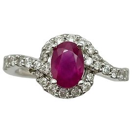 Autre Marque Natürlicher Burma-Rubin Mong Hsu Diamantring Weiß Rot Dunkelviolett