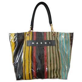 Borsa Tote Marni Glossy Grip a Righe Multicolore