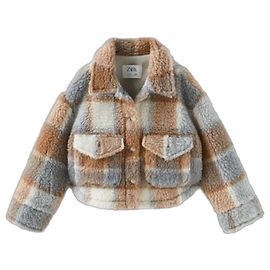 Giacca pile Zara bambini a quadri Marrone Bianco Multicolore Grigio