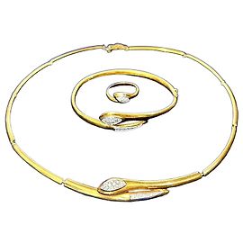 Autre Marque Parure Serpente Art Deco in Oro Giallo 18k e Diamanti D'oro