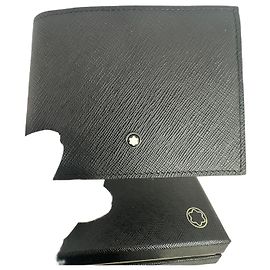 Carteira bi-fold Montblanc em couro Saffiano preto, nova com certificado Preto