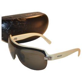 Óculos de sol Versace 4045-V Máscara Magnética - Acetato Branco e Preto Preto Branco