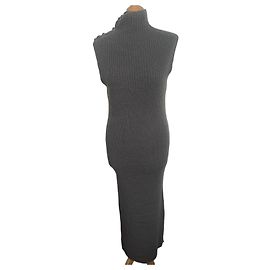 Balenciaga Vestido Longo de Malha Cinza Cinza