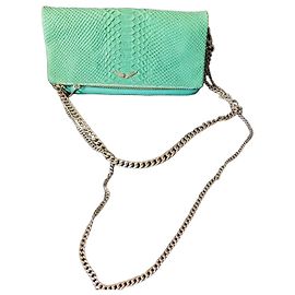 Zadig & Voltaire Sac Rock en cuir python turquoise Turquoise