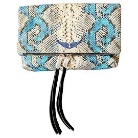 Zadig & Voltaire Mala Rock Couro de Píton Azul e Branco Branco Azul Multicor