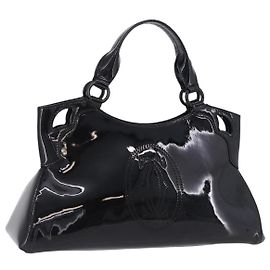 CARTIER Handtasche Lackleder Schwarz Silber Auth ki6838A Schwarz Silber