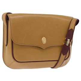 Borsa a tracolla CARTIER Must Line in pelle beige e oro Auth 205170A Beige D'oro