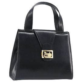 Céline Sac à main CELINE Horse Carriage en cuir noir et doré Auth 204622V Noir Autre