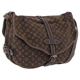 Borsa LOUIS VUITTON Monogram Mini Lin Saumur 30 Brown Fuzan M95227 LV Auth BA15702 Marrone Altro