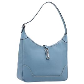 Hermès HERMES Epsom Trim 31 Shoulder Bag Leather Blue Silver Auth yk20897M Silvery Blue