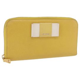Portafoglio lungo Miu Miu in pelle Giallo Oro Auth 200735A D'oro Giallo