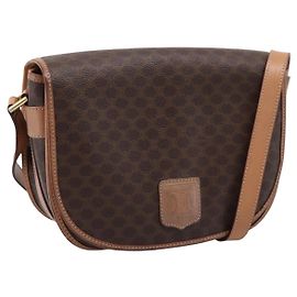 Céline Bolsa de Ombro CELINE Macadam PVC Couro Marrom Tom Dourado Auth ep15762 Marrom Outro