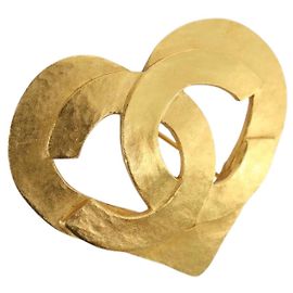 Broche CHANEL COCO Logotipo Metal Tono Dorado CC Auth 205866M Otro