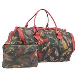 Salvatore Ferragamo Shoulder Bag Coated Canvas Red Gold Auth 202451 Red Golden
