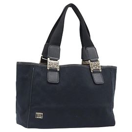 Borsa a mano GUCCI GG Canvas Nera e Oro 145810 Auth 204666V Nero Altro