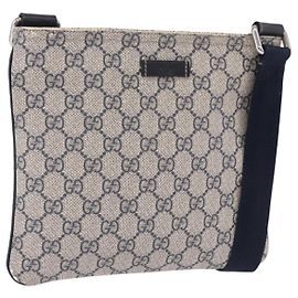 Bolsa de Ombro GUCCI GG Supreme PVC Navy Silver 201538 Auth ka6210 Prata Azul marinho