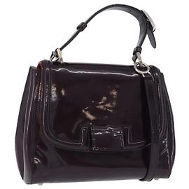 Borsa a spalla FENDI Silvana in pelle verniciata 2way Viola Argento Auth 202690A Argento Porpora
