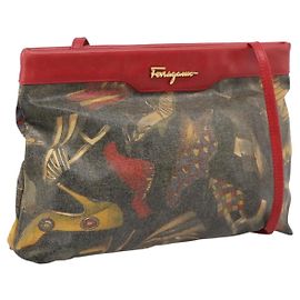 Salvatore Ferragamo Schultertasche Beschichtetes Canvas Multicolor Gold Auth 204442 Mehrfarben Golden