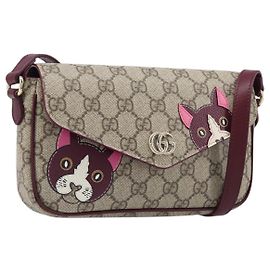 Sac à épaule GUCCI GG Supreme PVC Beige Gold 818764 Auth 200784M Beige Doré